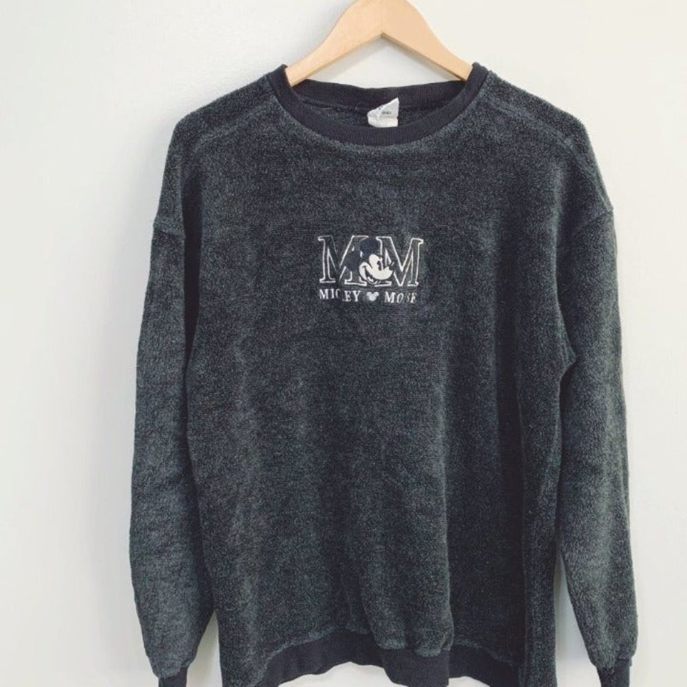 Vintage Disney 'Mickey Mouse' Gray Fleece Sweater
